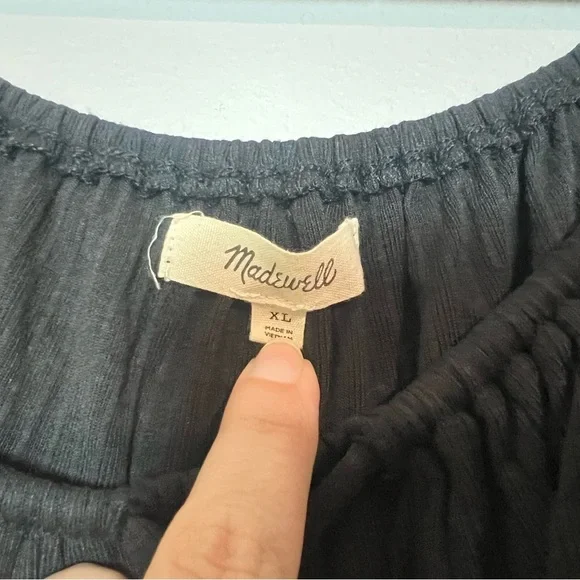 Madewell Black Rib Square Neck Long Sleeve Crop Top Size XL - Picture 7 of 7